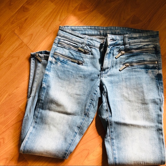 Micheal kors zipper distressed skinny jeans - Picture 1 of 12